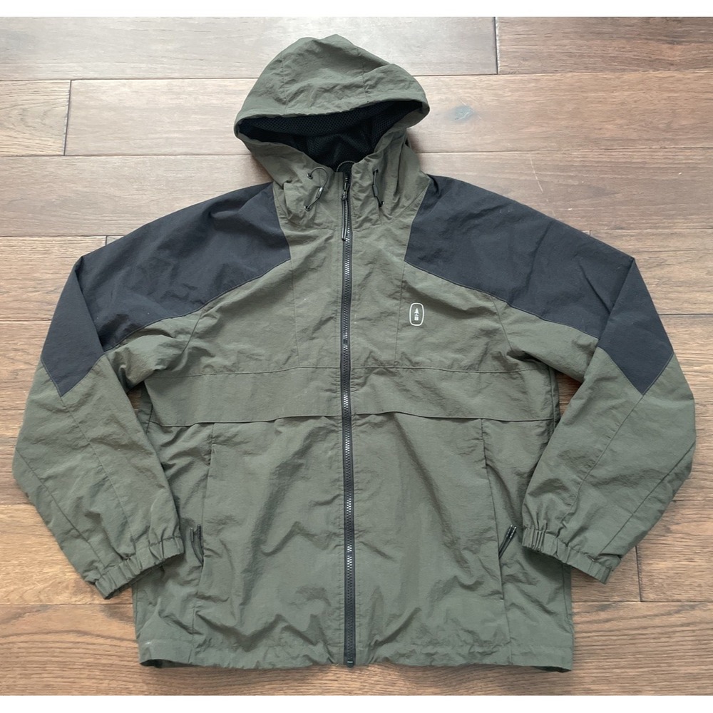 Bass Outdoor Men's Olive Green Coat Jacket Windbreaker Size Medium